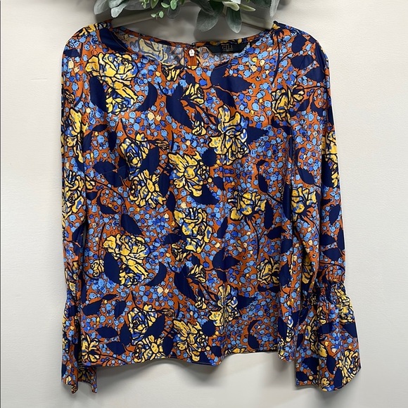 NWOT G.I.L.I. Got It Love It Long Sleeve Floral Bell Sleeve Blouse 8 - Picture 1 of 16